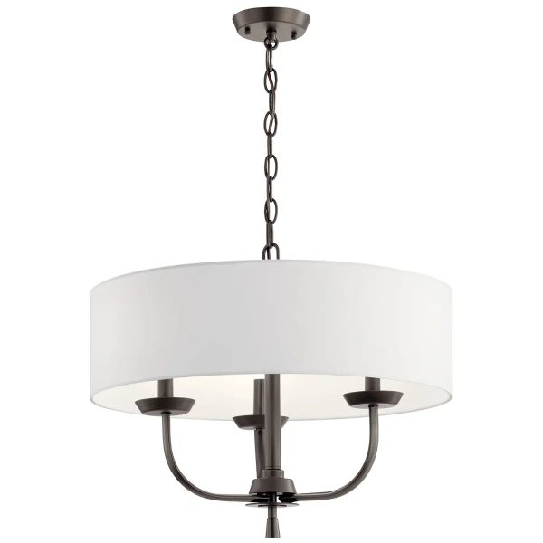 Kennewick 20  3-Light Chandelier with Fabric Drum Shade, Olde Bronze Finish Online Hot Sale