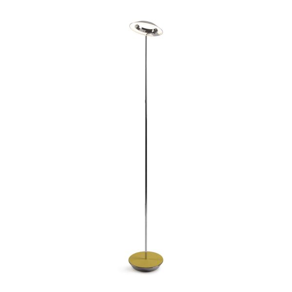 Royyo Chrome with Honeydew Felt Contemporary LED Floor Lamp with USB Port For Sale