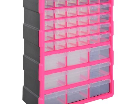 Easycomfort DURHAND Cassettiera in Plastica Portaminuterie con 39 Cassetti Trasparenti, Montaggio a Muro o a Terra 38x16x47.5cm Rosa Supply