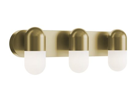 Irvine 24   3-Light LED Bathroom Vanity Light, Light Antique Brass Finish Supply