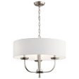 Kennewick 20  3-Light Chandelier with Fabric Drum Shade, Brushed Nickel Finish Discount