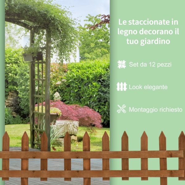 Easycomfort Staccionata in Legno di Abete da 12 Pezzi per Aiuole, Giardino e Orto, 60x1x34 cm, Marrone Online now