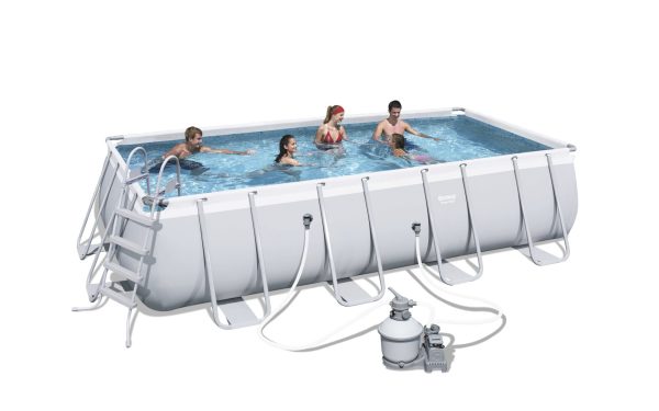 Piscina Bestway Fuori Terra Rettangolare Power Steel con Telaio e scaletta + Filtro a sabbia da 3.785 l h cod. 56466 Sale