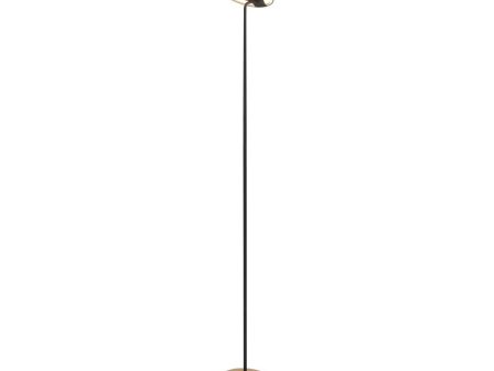 Royyo Matte Black with White Oak Contemporary LED Floor Lamp with USB Port Discount