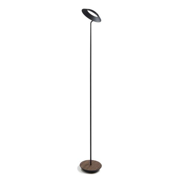 Royyo Matte Black with Oiled Walnut Contemporary LED Floor Lamp with USB Port Sale