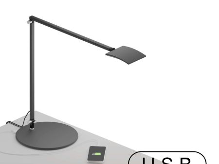 Mosso Pro Metallic Black Contemporary LED Desk Lamp with Table Base and USB Port Online Sale