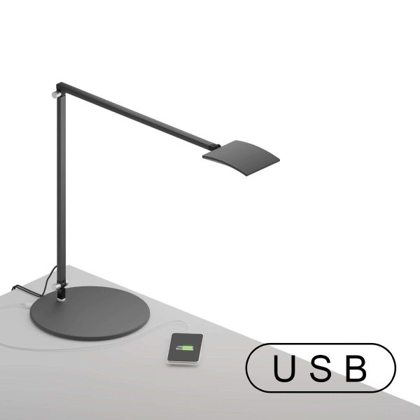 Mosso Pro Metallic Black Contemporary LED Desk Lamp with Table Base and USB Port Online Sale