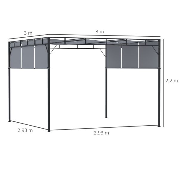 Easycomfort Gazebo a Pergola 3x3m in Acciaio con Tettuccio Scorrevole e 8 Picchetti Inclusi Online