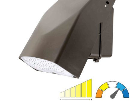 LED Adjustable Wall Pack, 32-80W, 11400 Lumens, 30K 40K 50K, On Off Photocell, 120-277V, Bronze Online Hot Sale