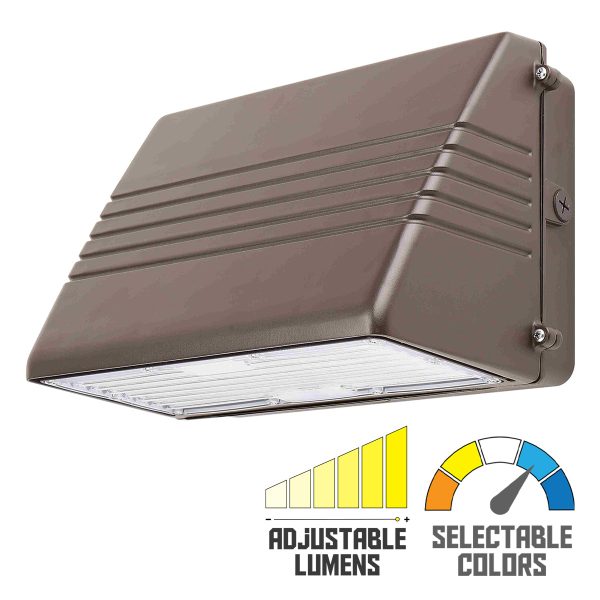 LED Cutoff Wall Pack, 50-125W, 19000 Lm, 30K 40K 50K, On Off Photocell, 120-277V, Bronze For Cheap