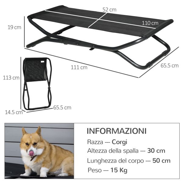 Easycomfort Brandina per Cani di Taglia Piccola e Media Rialzata, in Acciaio e Tessuto Traspirante, 111x65.5x19cm, Nero Online Sale