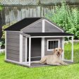 EASYCOMFORT  Cuccia per Cani da Esterno in Legno, Casetta per Cani con Terrazza, Finestra e Tetto Impermeabile, 127x112x109cm, Grigio Cheap