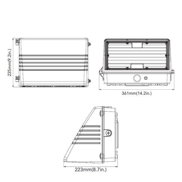 LED Cutoff Wall Pack, 50-125W, 19000 Lm, 30K 40K 50K, On Off Photocell, 120-277V, Bronze For Cheap