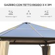 Easycomfort Gazebo da Giardino 3x3m con Tetto in Policarbonato e Zanzariere, Caffè e Khaki Discount