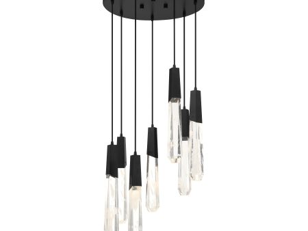 Drifting Droplets 20  7 Lights LED Pendant Light Black Finish Online Hot Sale