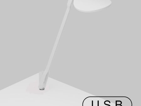 Splitty Matte White Contemporary LED Desk Lamp with Through-Table Mount and USB Port Discount