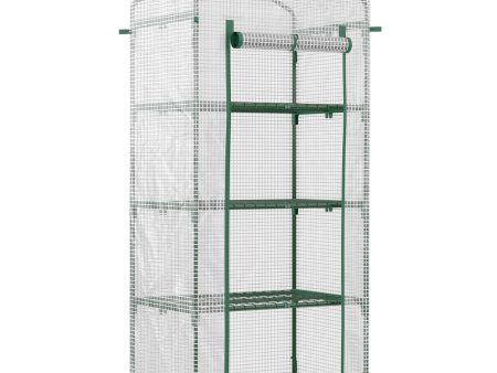 Easycomfort Serra per Piante Verticale con Scaffale a 4 Ripiani in Acciaio e PE Bianco, 70x50x160cm Hot on Sale