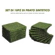 EASYCOMFORT Erba Sintetica per Giardino Set di 10pz 30x30cm Verde Scuro For Cheap