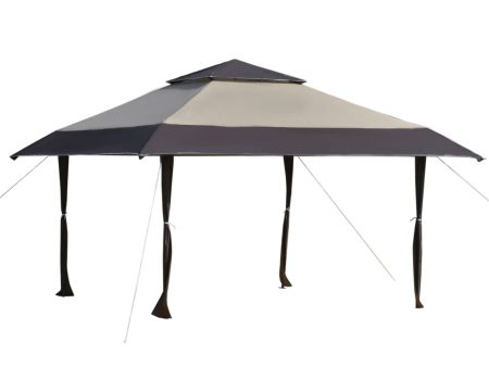 EASYCOMFORT Gazebo da Giardino Pieghevole 3.96x3.96m in Metallo Color Cachi e Caffè Online Hot Sale