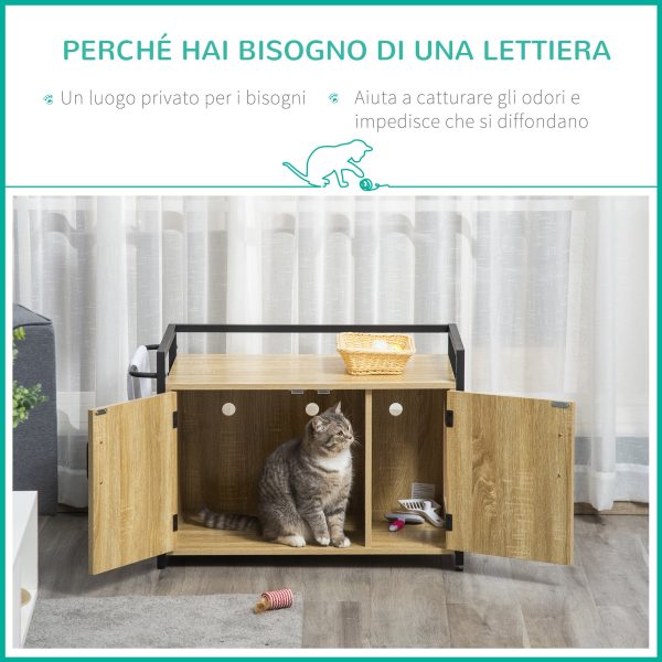 Easycomfort Mobile Lettiera per Gatti con 2 Ante e Ingresso Laterale, 82.3x51x54cm, Color Legno e Nero Online Hot Sale