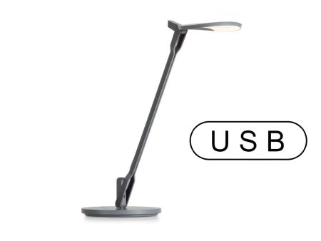 Splitty Matte Gray Contemporary LED Desk Lamp with Table Base and USB Port For Discount