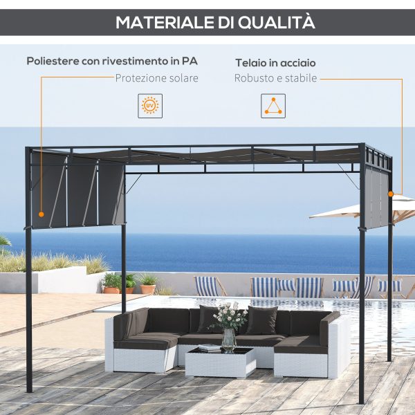 Easycomfort Gazebo a Pergola 3x3m in Acciaio con Tettuccio Scorrevole e 8 Picchetti Inclusi Online