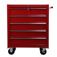 Easycomfort Carrello Porta Utensili con 5 Cassetti, Serratura, 2 Chiavi e Manubrio Parete Smontabile 2 Ruote con Freno in Lamiera d Acciaio EVA Rosso 67,5x33x77cm Supply