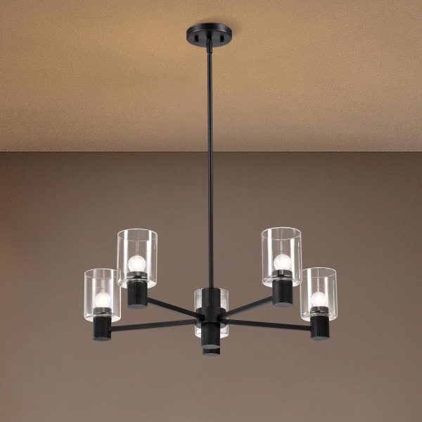 Clarksville 28  5 Lights Chandelier, Matte Black Finish Online Sale