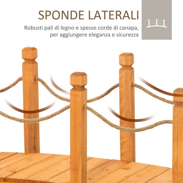 Easycomfort Ponticello di Legno da Esterni con Sponde in Canapa, Struttura in Legno d Abete, 150x58x58.5cm, Arancione Online