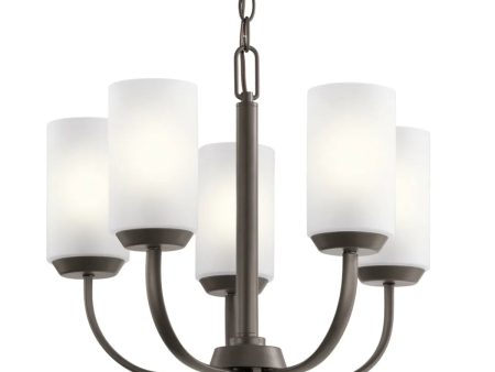 Kennewick 19  5-Light Chandelier with Clear Satin Etched Glass, Olde Bronze Finish Sale