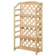 Easycomfort Scaffale Porta Piante da Esterno, Fioriera da Balcone Pieghevole con 4 Mensole Regolabili, Arredamento da Giardino e Casa in Legno, 67x33x123cm Supply