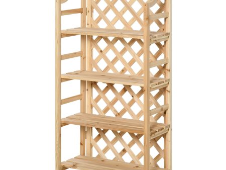 Easycomfort Scaffale Porta Piante da Esterno, Fioriera da Balcone Pieghevole con 4 Mensole Regolabili, Arredamento da Giardino e Casa in Legno, 67x33x123cm Supply