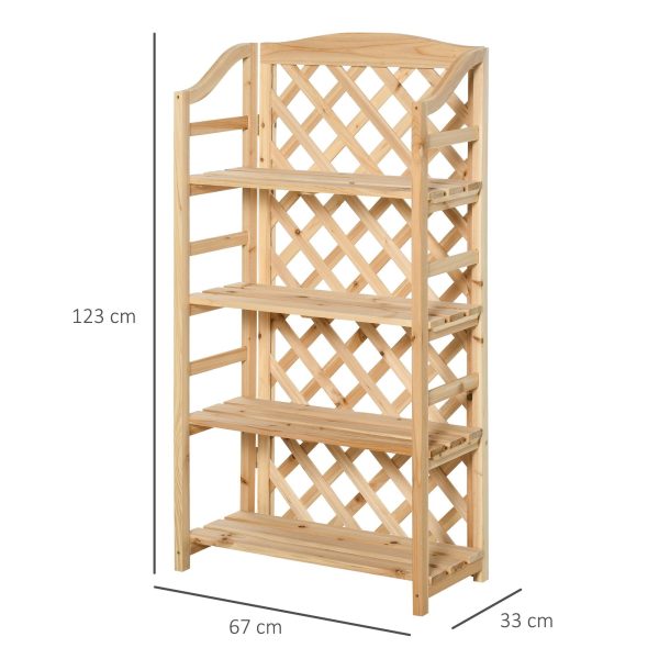 Easycomfort Scaffale Porta Piante da Esterno, Fioriera da Balcone Pieghevole con 4 Mensole Regolabili, Arredamento da Giardino e Casa in Legno, 67x33x123cm Supply