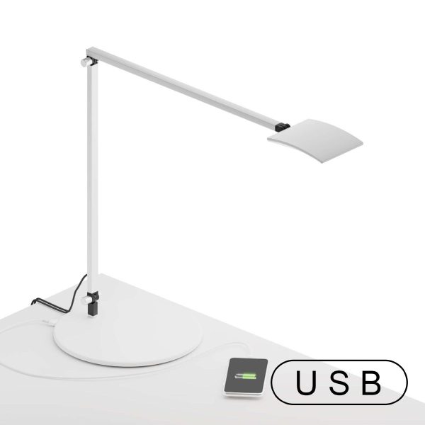 Mosso Pro White Contemporary LED Desk Lamp with Through-Table Mount and USB Port Online Hot Sale