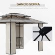 Easycomfort Gazebo da Giardino 3.7x3m con Tetto in Policarbonato a 2 Livelli, Acciaio e Alluminio, Marrone Online