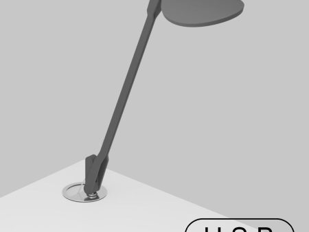 Splitty Matte Gray Contemporary LED Desk Lamp with Grommet Mount and USB Port on Sale