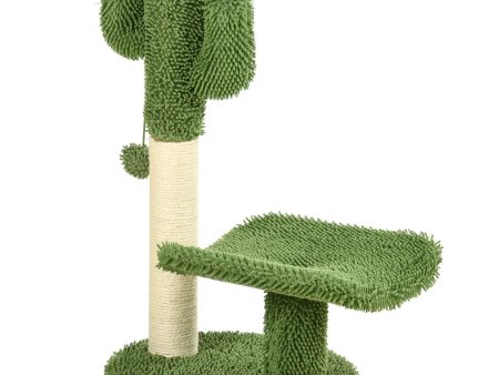 Easycomfort Albero per Gatti a forma di Cactus con Tiragraffi e Pallina da Gioco, 35x31x55.5 cm, Verde e Bianco For Discount