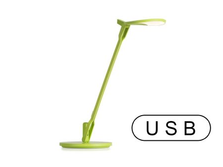 Splitty Matte Leaf Green Contemporary LED Desk Lamp with Table Base and USB Port Online Sale