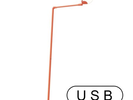 Splitty Matte Orange Contemporary LED Floor Lamp with USB Port Supply