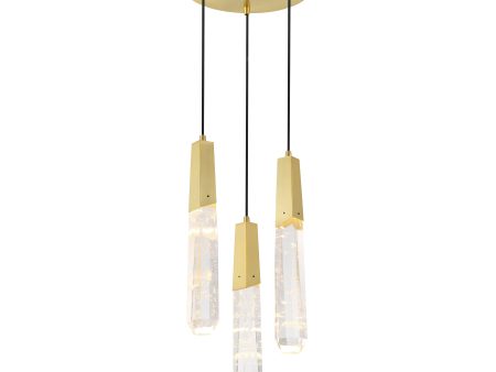 Drifting Droplets 18  3 Lights LED Pendant Light Brushed Brass Finish Hot on Sale