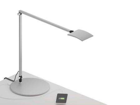 Mosso Pro Silver Contemporary LED Desk Lamp with Wireless Charging Base Supply