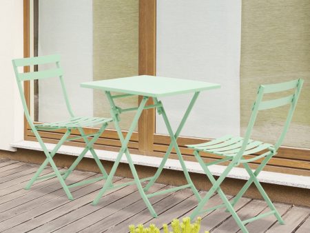 Easycomfort Set Tavolo e Sedie da Giardino ed Esterno in Metallo Verde, Set da 3 Pezzi Pieghevole e Salvaspazio Online Sale