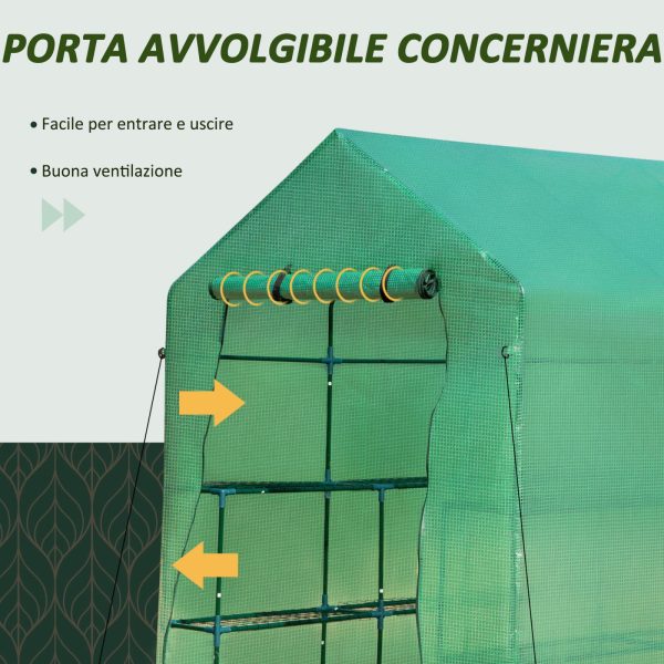 Easycomfort Serra Tunnel da Giardino per Piante e Orto, Serra da Balcone con 2 Ripiani Porta Vasi Copertura in PE Struttura in Acciaio, 214x143x195cm Discount